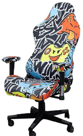 Tedkoo Fundas para Silla Gamer, elásticas y con diseño de Gamepad, con reposabrazos para sillas reclinables de Carreras y Gamers(Gamepad Pattern-A)