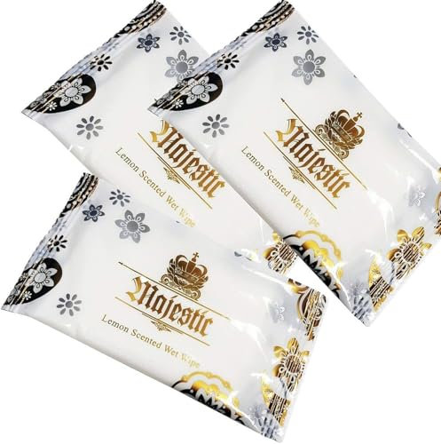 Majestic Large Wet Wipes – Individually Wrapped Soft Moist Wipes for Hands and Face – Refreshing Handy Cleaning Wipe for Travel, Office, Dining, Takeaways, Restaurants, Catering – Bulk Pack (100)