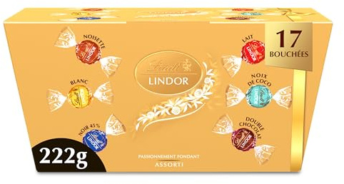 Lindt Ballotin LINDOR - Surtido de chocolate con leche blanca y negra (45% avellanas, 222 g)