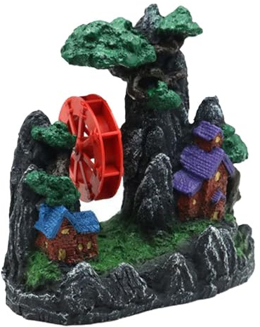 perfk Windmill Rockery Aquarium Decoration Aquarium Ornament Fish Tank Decor Statue for Yard