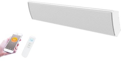 Radi8 Industries Far Infrared Electric Bar Heaters White | Low Energy Wall Mounted, With Remote/Wifi/Thermostat, (1116 x 220 x 80mm) 3.28ft-1800w (220-240V/50Hz), UK-Brand