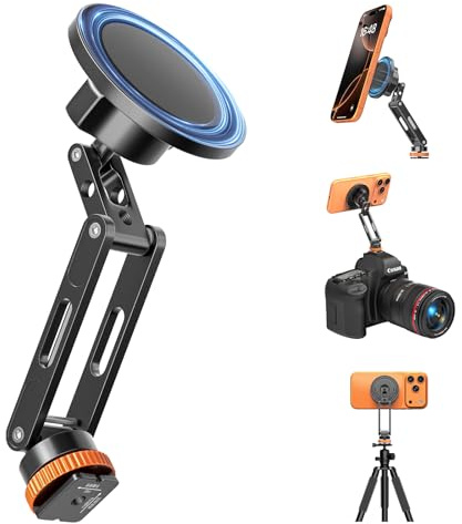 MoKo MagSafe Tripod Mount, Camera Phone Mount, 360° Adjustable | Magnetic phone tripod mount with 1/4 screw & cold shoe, compatible with MagSafe iPhones, for camera monitoring & stabilizers