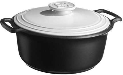 Emile Henry Casseruola rotonda Sublime+ 7 L – Ceramica ad alte prestazioni, tutti i fuochi, tra cui induzione, cottura omogenea e stufata – Colore gesso – Made in France