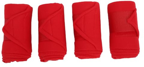 Tbest Vendas para Patas de Caballo, 4 Unidades, Suave Forro, Vendas Protectoras para Las Patas de Caballos, Ideales para Equitación, Competición, Entrenamiento y Lavables a (Rojo)