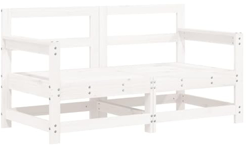 Yisssmeng Garten-Ecksofa 2er Set aus massivem Kiefernholz, modulares Lounge-Sofa für Garten und Terrasse, Gartenmöbel mit Latten-Design, Weiß, 62 x 66 x 70,5 cm