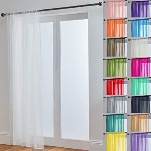 John Aird Lucy Voile Curtains - Rod Pocket Slot Top - Net Curtains - 1 Panel (White, 58 Wide x 36 Drop)