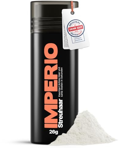 IMPERIO Fibre Capillaire Pour Épaissir les Cheveux & Cheveux Volumineux en Secondes. Poudre Densifiante Cheveux pour un Look Authentique. 100% Naturel! Qualité Salon - 26g (blanc)