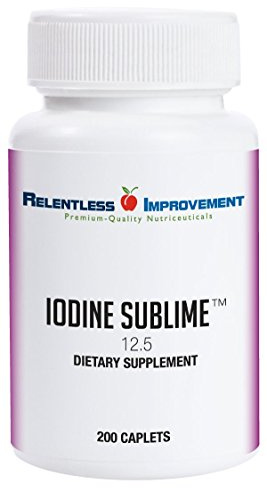 Relentless Improvement Iodine Sublime® 12.5mg 200 High-Bioavailable Caplets with Potassium Iodide for Thyroid & Metabolism Support Compare to Iodoral 12.5