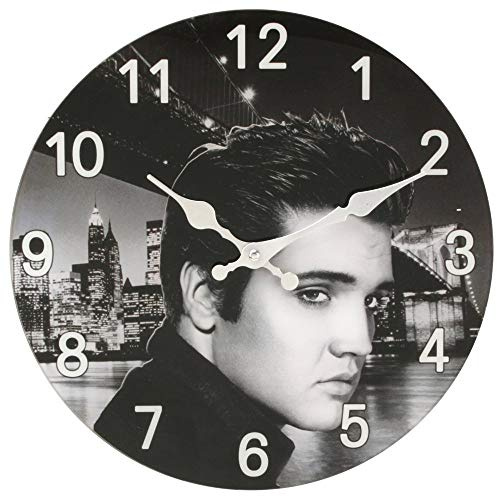 Happy Homewares Stunning Elvis Presley Themed Photo Printed Glass Wall Clock