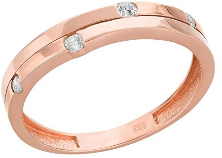 Ardeo Aurum Damenring aus 333 Gold Rosegold mit Zirkonia im Brillant-Schliff Verlobungsring