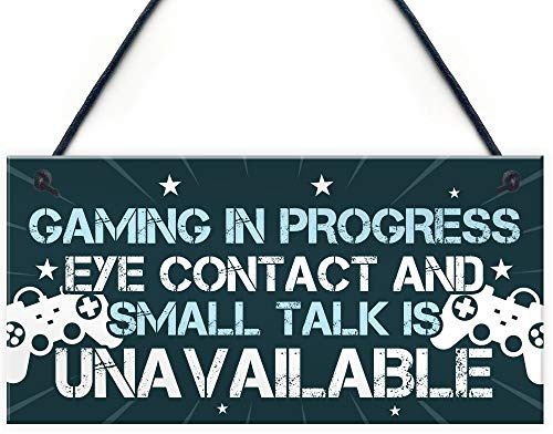 Red Ocean Funny Gaming Bedroom Door Sign Novelty Gamer Gifts Accessories Birthday Gift For Brother Son Dad