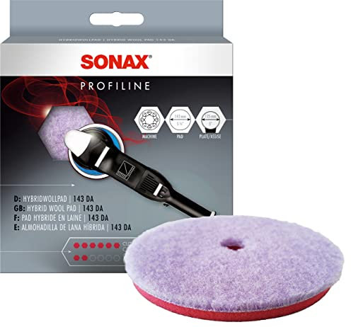 SONAX HybridWollPad 143 DA (1 Stück) für Exzenterpoliermaschinen zur Entfernung tiefer Verkratzungen und Vermattungen | Art-Nr. 04938000