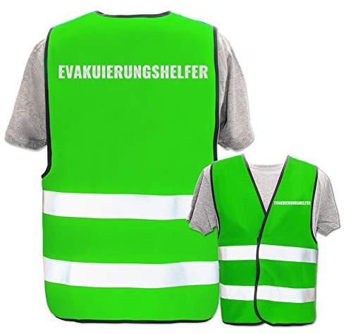 Bedruckte Warnwesten mit ISO-Leuchtstreifen * Standard- oder Reflex-Druck * Erste Hilfe und Brandschutz, Begriff:Evakuierungshelfer (Reflektierend), Farbe + Größe:Neon Grün (XL/XXL)