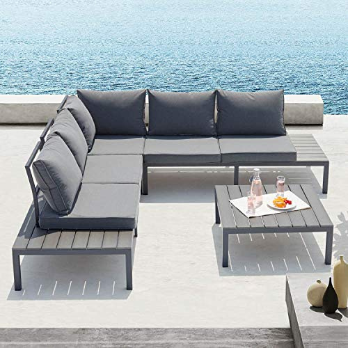 Concept USINE Fira, Salotto da Giardino in Alluminio Grigio Scuro