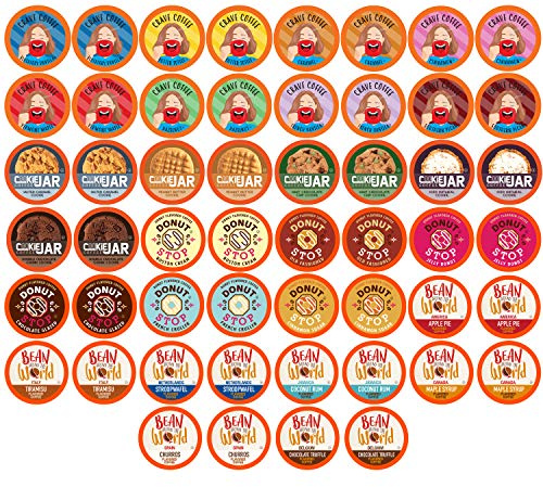 Coffee Pod Variety Packs Flavored Sampler, Assorted, Compatible with 2.0 K-Cup Brewers, Variety Pack, 52 Count (Pack of 1)