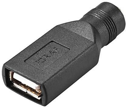 sourcing map USB Hembra a DC Hembra DC Conector Carga 5.5x2.1mm Negro | Barril Enchufe Corriente Adaptador USB Conector, DC o USB Carga