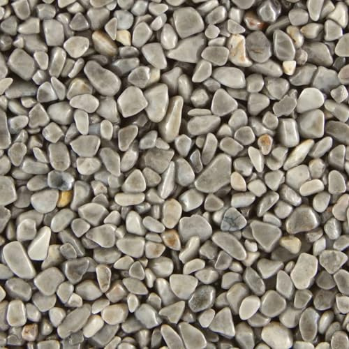 Terralith Steinteppich Marmor Komplett-Set für 1qm - Körnung: mittel - 4-6mm mit Polyurethan Bindemittel - für Außen in grau (grigio platino)