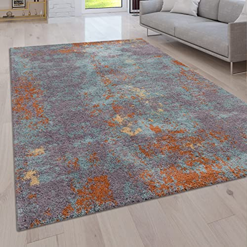 Paco Home Alfombra Pelo Largo Salon Shaggy Moderna Vintage Motivo Abstract, tamaño:120x160 cm, Color:Multicolor 2