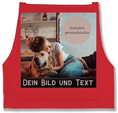 Schürze - Erwachsene - Foto Bild Geschenk I Dein Bild und Text - 85x69 - Rot - personalisierte geschenke koch kochschürze damen selbst drucken logo backschürze muttertagsgeschenk selber gestalten