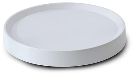 Mkuha Rund Kunststoffe Pflanzenroller Outdoor mit Versteckte Räder und Wasserspeicherung, Blumenroller Außenbereich und Innenbereich, Pflanzenroller mit Softrollen für Parkett, Schwerlast,Weiß,44cm