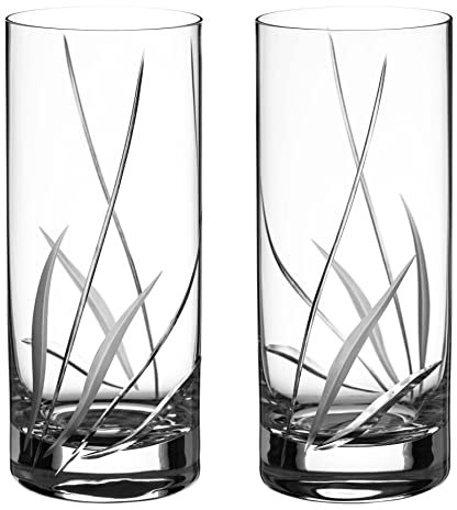 DIAMANTE Crystal High Balls or Long Cocktail Glasses – Meadow Collection – Gift Box of 2