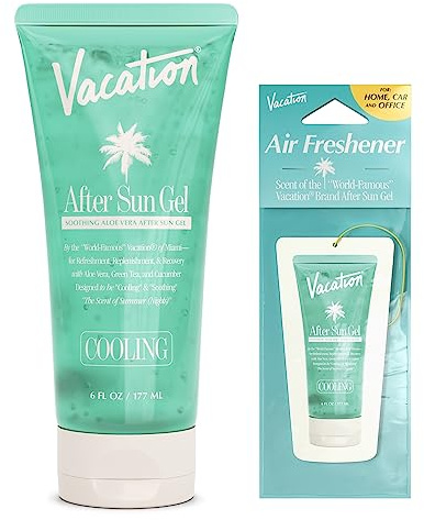 VACATION After Sun Gel & Air Freshener Bundle, Soothing Aloe Vera for Sunburn Relief, Hydrating & Cooling, Non-Sticky Aftersun Care, Alcohol Free, 6 Fl. Oz.