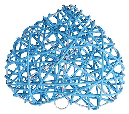 DOITOOL Rattanherz Anhänger Ballform Heimdekoration Hochzeitsdekoration DIY Bastelprojekt Hellblau Farbe Naturmaterial Tischdeko Für Party
