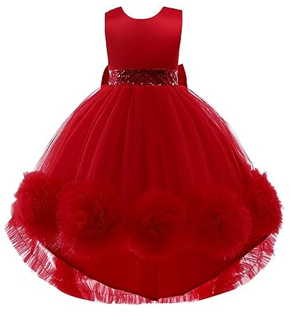 Lito Angels Girls High-Low Flower Girl Dress, Red, Age 8-9 Years