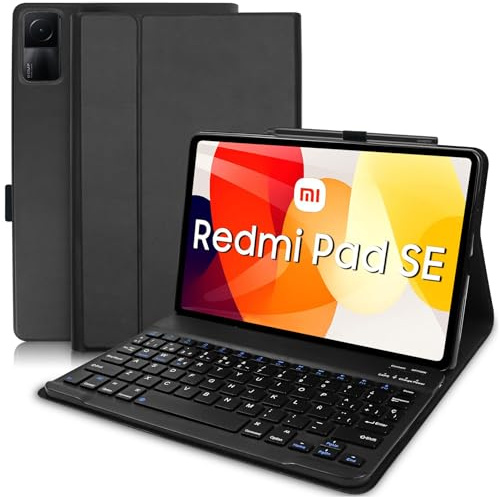 YUEJIDZ Español Ñ Funda Teclado para Xiaomi Redmi Pad SE 11 2023 | Cuero Smart Case con Magneticamente Desmontable Bluetooth Teclado QWERTY Diseño Compatible con Redmi Pad SE 11 Pulgadas 2023