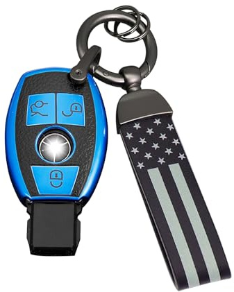 Compatible with BMW Key Fob Cover with Keychain Accessories, Blade Shape Soft TPU 360 Degree Protection Key Case for BMW 1 2 5 7 Series X1 X3 X5 X6 Keyless Entry Key (Blue)