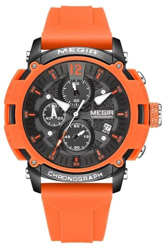 FORSINING Herren-Armbanduhr, Quarz, analog, Sport, Chronograph, lässig, wasserdicht, Kalender, Datumsanzeige, Herren-Armbanduhr, leuchtend