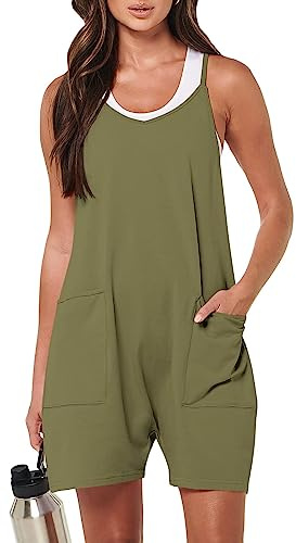 DUOEASE Salopette Donna Estiva Tuta Jumpsuit Elegante Senza Maniche, Romper con Tasche e Overall Corta