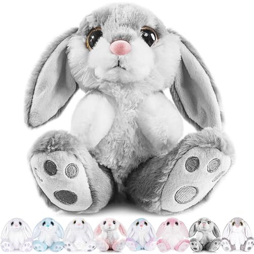 My OLi Kuscheltier Hase 20cm Plüsch Hase Stofftier Kuscheltiere Schlappohren Sitzend Kuschelhase Plüschtiere Für Mädchen Kinder Jungen-Graue Farbe