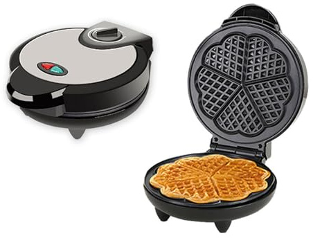 Heart Shaped Waffle Maker - Makes 5 Heart Shaped Waffles for Breakfast - Non-Stick Baker, Easy Cleanup, Electric Waffle Skillet with Adjustable Browning Control