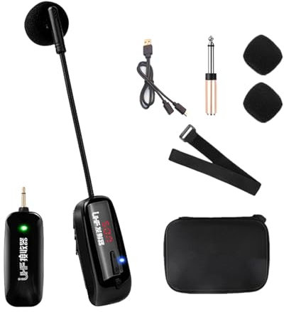 rockible Micrófono de instrumento inalámbrico para transmisores de flauta Erhu, altavoz de trompeta profesional, micrófono condensador con Clip para actuación