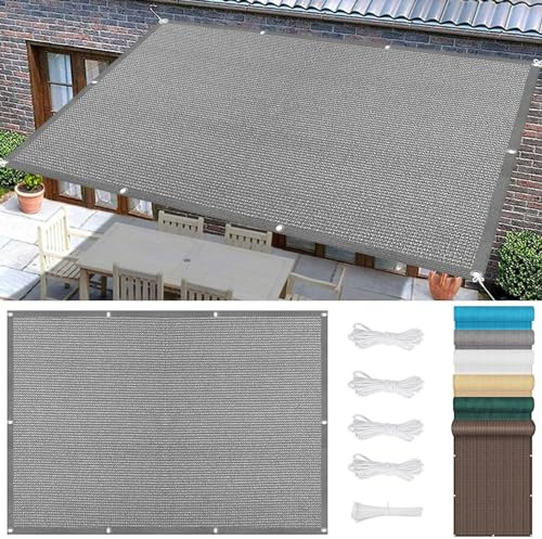Voile Ombrage 3 x 4 m Rectangulaire Couvert Végétal Toile Pergola, Fleurs, Patio, Lawn UV Protection 98% Résistant Aux Déchirures, Gris Clair