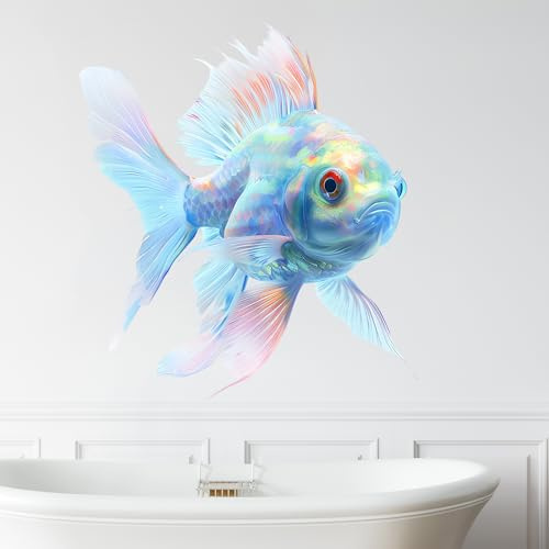 GRAZDesign Wandtattoo Bad Fisch in blau, Wandaufkleber Badezimmer maritim - 45x40cm
