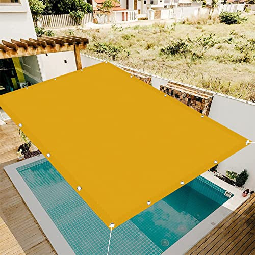 Wasserfestes Sonnensegel für den Außenbereich, 4 x 4,5 m, blockiert 98 % der Sonnenstrahlen, Terrassenüberdachung mit 4 Seilen, Anti-UV-Stoff, gelber Schatten für Garten und Hinterhof