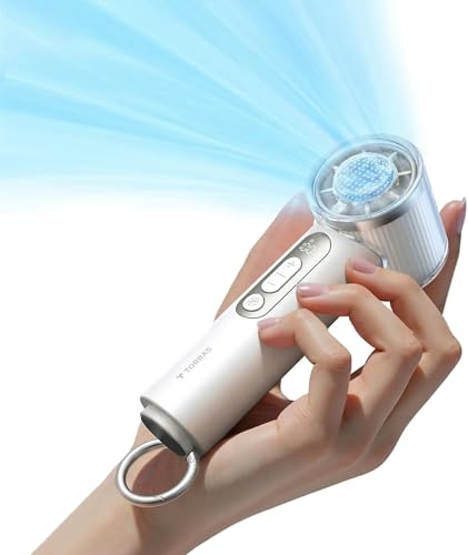 TORRAS COOLiFY iva Handheld Fan with Ice Cooler, [Chill by 50°F], 0-100 Adjustable Speed, Super Mini Powerful Portable Fan 4900mAh Rechargeable, Hand Fans for Travel Essentials,Mothers Day Gifts,Ivory