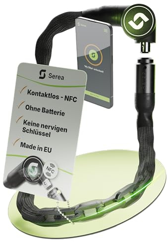SEREA BOLD Smart Lock Fahrradschloss, 100 cm | Schlüssellos, Batterielos, Hohe Sicherheit, Zuverlässig, Schwarz,