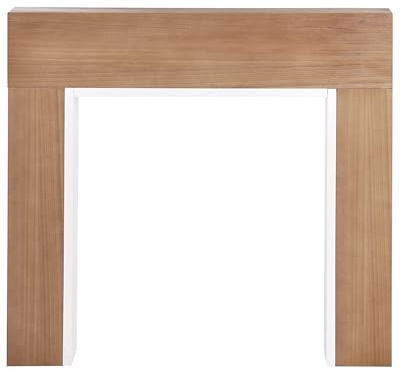 Deko-Kaminumrandung heller Holzfarbton / weiß 110x102 cm Kaminattrappe Boyanup