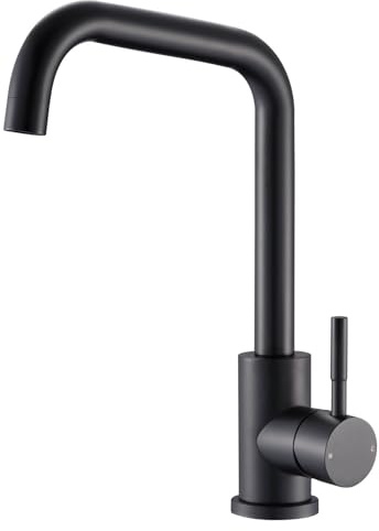 Noir Edge Matt Black Mono Kitchen Sink Mixer Tap | Matt Black | Edge Kitchen Tap | Inc All Fittings | 1 Tap Hole |