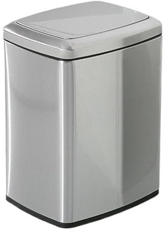 SGKOMN Cubo de Basura Delgado de Acero Inoxidable con Tapa abatible, Cubo de Basura metálico con Tapa para baño y Cocina, Cubo de Basura Estrecho para Oficina con Cubo in(Silver-One Size)