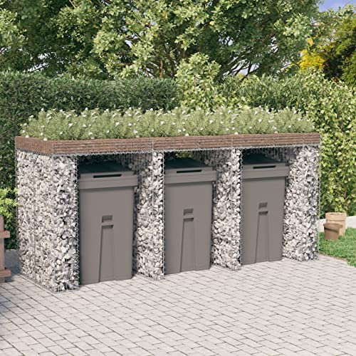 Gabionenwand aus verzinktem Eisen für Mülleimer, Abfalleimer, Aufbewahrung für Garten, Outdoor, Terrasse, Haus und Garten