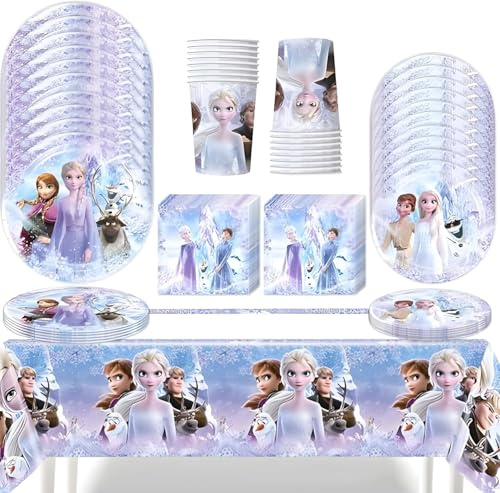 Blau Partygeschirr Set,Partyteller Geburtstag Geschirr,Jungen Mädchen Kindergeburtstag Geschirr Set mit Teller Becher Servietten,Party Geschirr für 16 Gäste