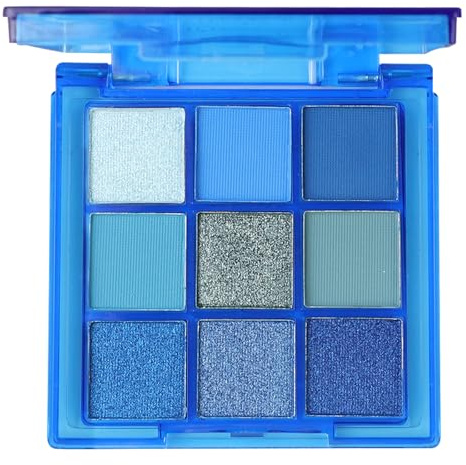 TPTGIAR Palette de fards à paupières de 9 couleurs, palette de fards à paupières bleus, longue durée et imperméable, palettes de fard à paupières naturelles, palette de maquillage à paillettes