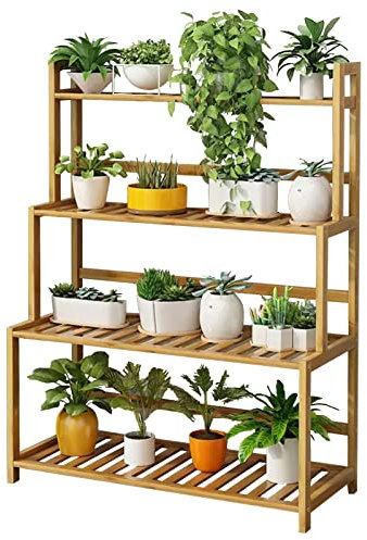 Supporto per piante in bambù per interni ed esterni, mensola angolare grande per vasi da fiori a più livelli Supporto per vasi da fiori da giardino a scala