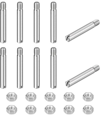 sourcing map 10 perni cilindrici con intaglio, M5 x 35 mm, in acciaio inox 304, con filettatura esterna, viti con scanalatura con dado per installazione di mobili per armadi (GB878)