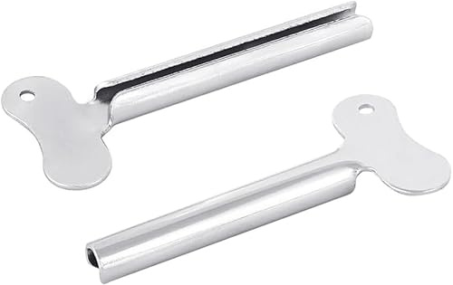 2 Pcs Silver Metal Tube Squeezer Keys, Tube Toothpaste Squeezer Keys Metal Hair Dye Color Key Roller Dispenser Tool Durable Processing, Daily Living Tube Squeezing Aids