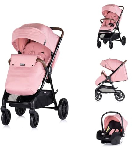 Chipolino Kombikinderwagen Ultera 2 in 1 Babyschale Fußabdeckung klappbar Korb rosa